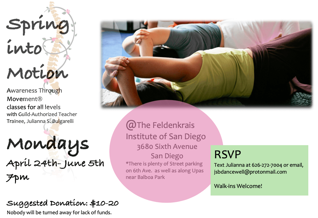 Spring into Motion: Weekly Awareness Through Movement Classes for all levels